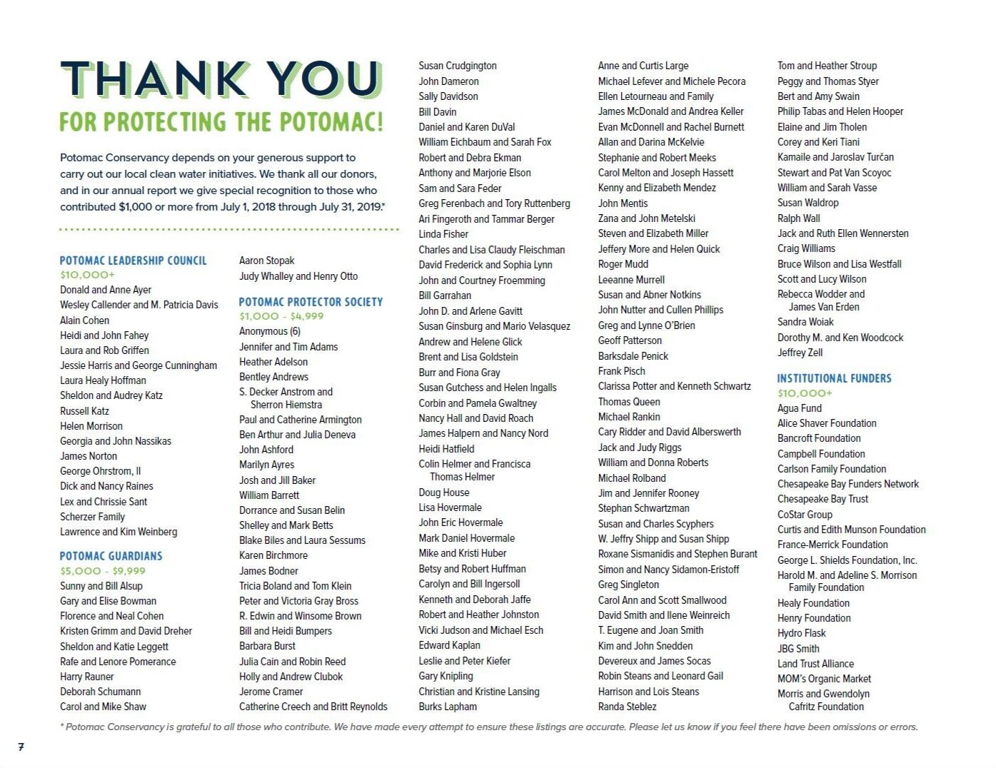 Potomac Conservancy Potomac River Annual Report